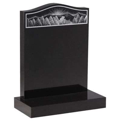 Headstone With Hand Etched Scene