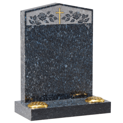 Peon Top Headstone With Cross & Roses