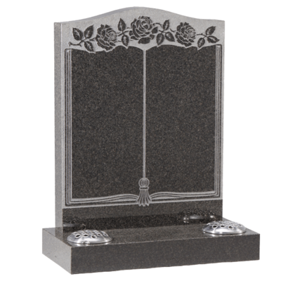 Sandblasted Rose & Book Headstone