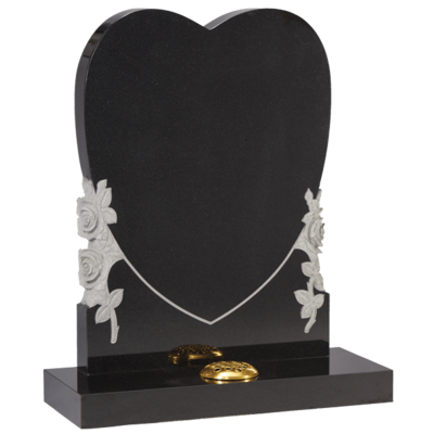 Heart Headstone With Craved Roses
