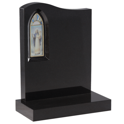 Headstone With Stained Glass Window