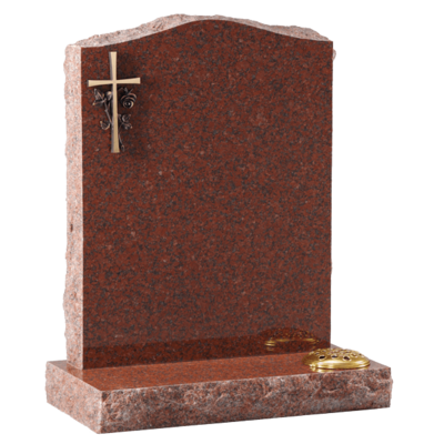Headstone With Bronze Cross & Rose