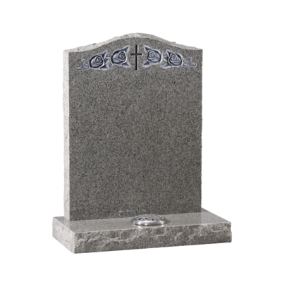 Rustic Headstone With Roses & Cross