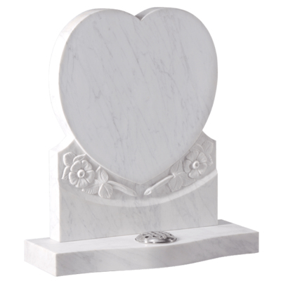 Heart Headstone With Carved Wild Roses