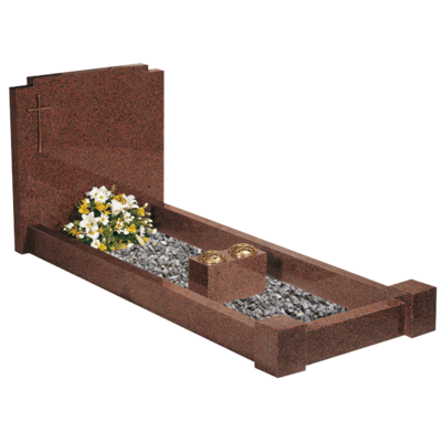 Checked Corner Headstone With Kerbs