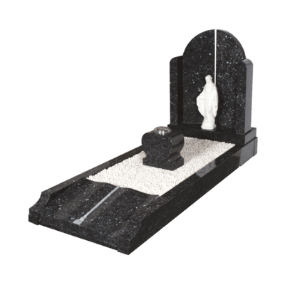 Headstone With Gates, Statue & Kerbs