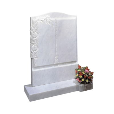 Upright Book Headstone & Roses