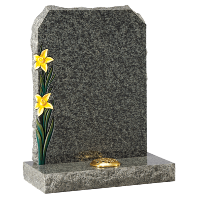 Rustic Headstone With Daffodils Design