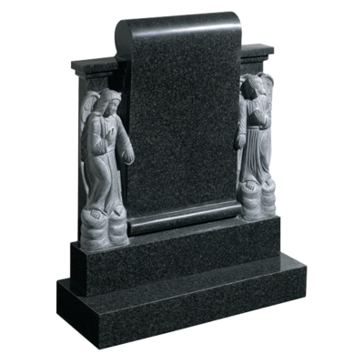 Scroll Headstone With Two Angels
