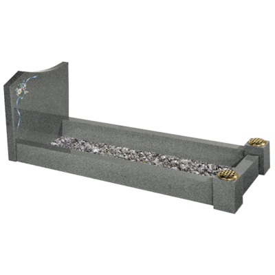 Shaped Headstone With Design & Kerbs