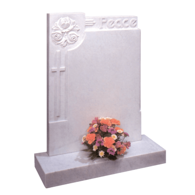 Headstone With Roses, Cross & 'Peace'