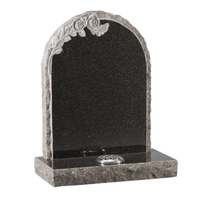 Rustic Headstone With Roses Carving