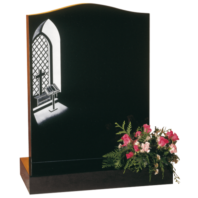 Ogee Headstone With Church Window