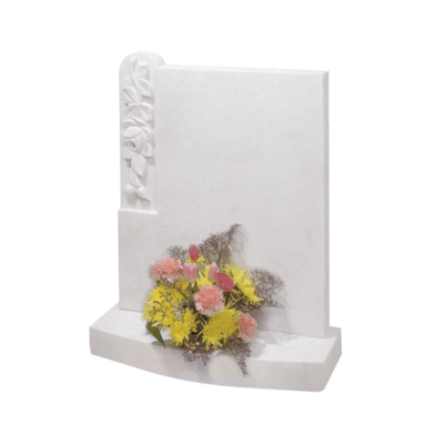 Headstone With Inset Rosebud & Leaves