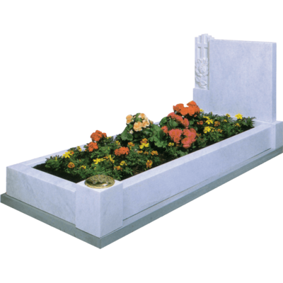 Headstone With Cross, Roses & Kerbs