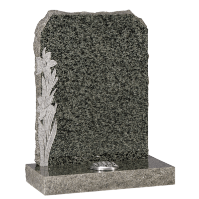 Rustic Headstone With Carved Daffodils