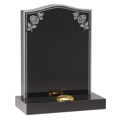 Headstone With Etched Roses