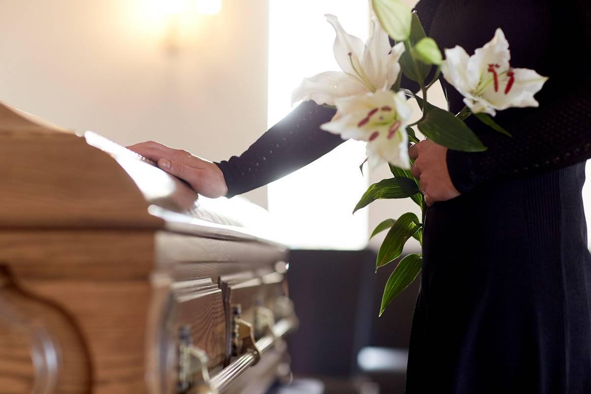 Woman at funeral