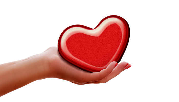 hand holding a heart