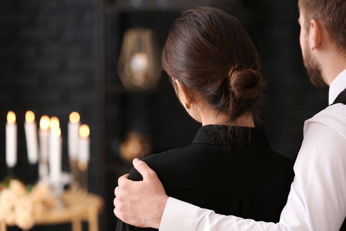 Couple in front of candles