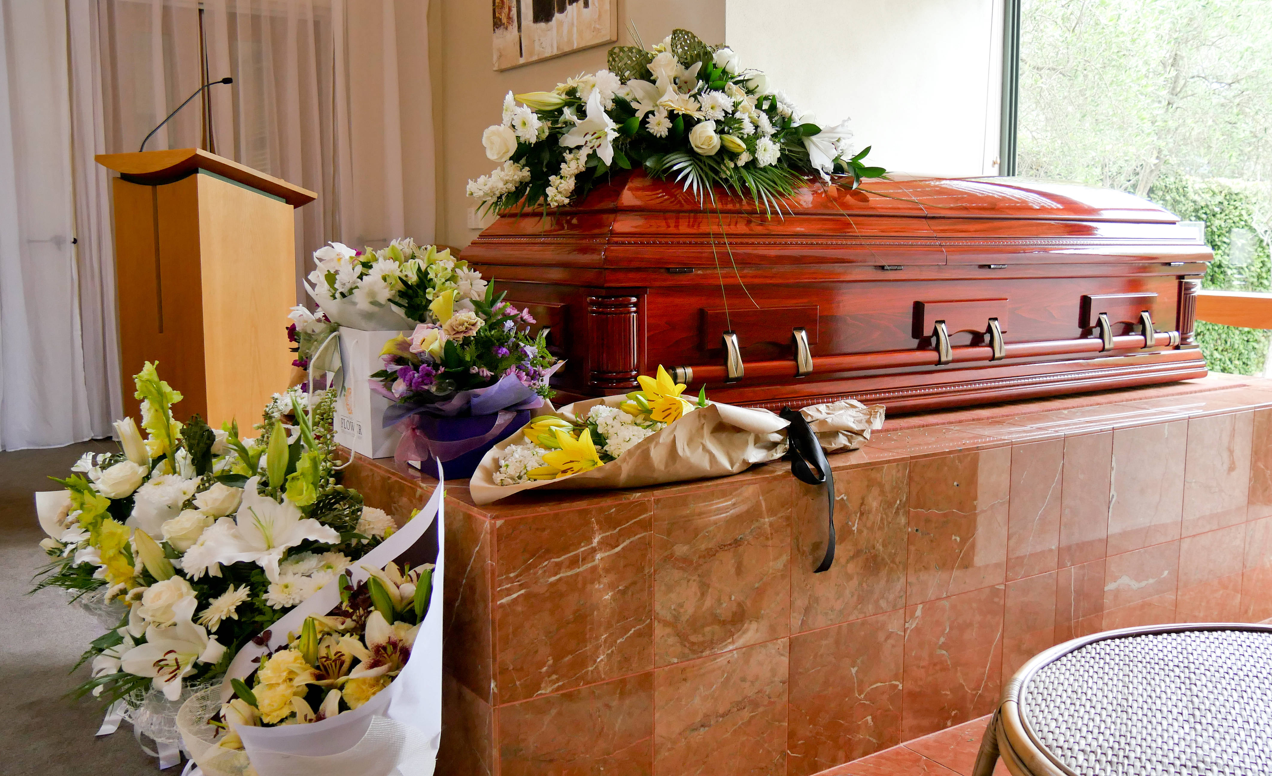 Flowers with a coffin