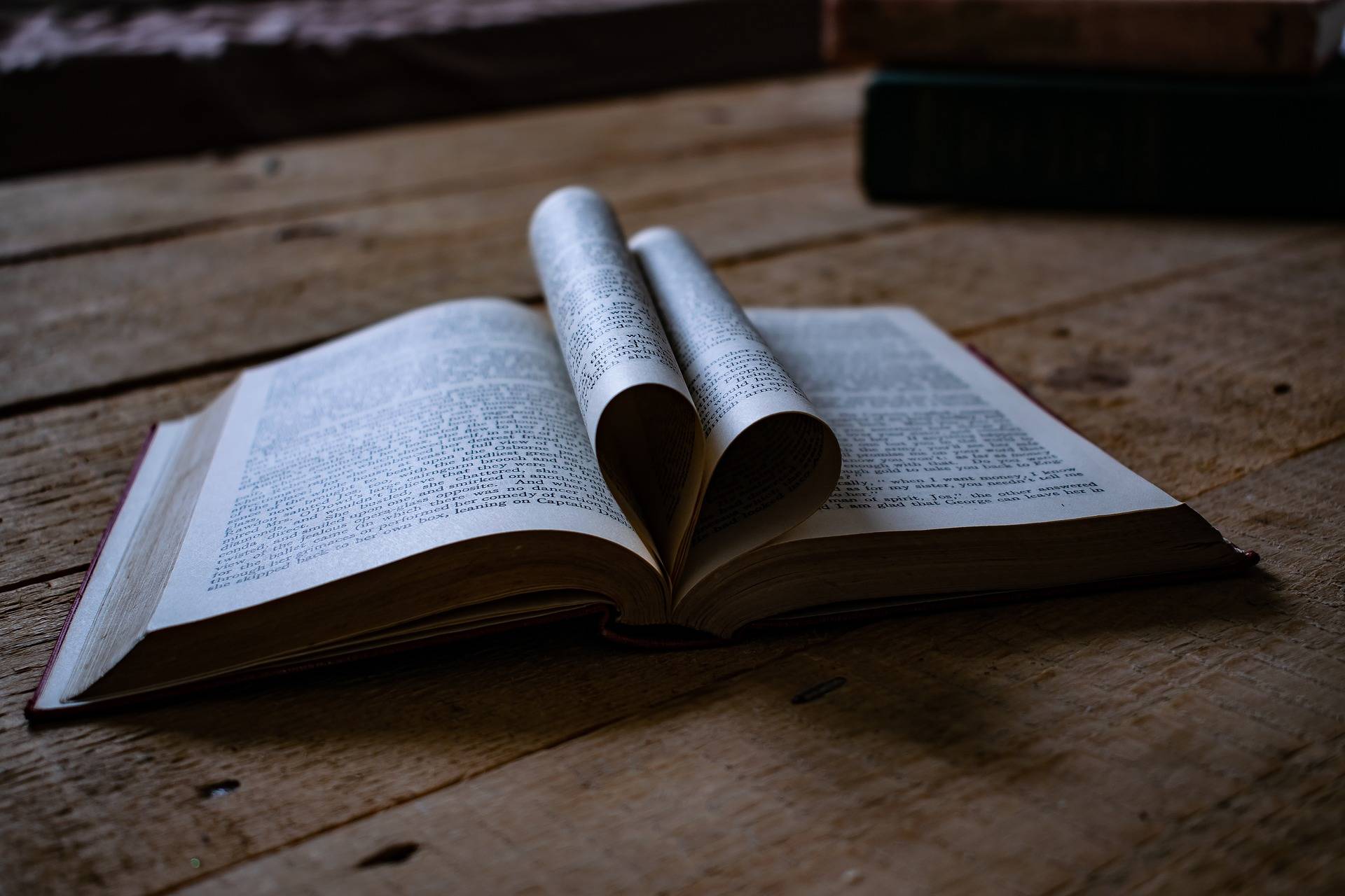 Heart shaped page in a book