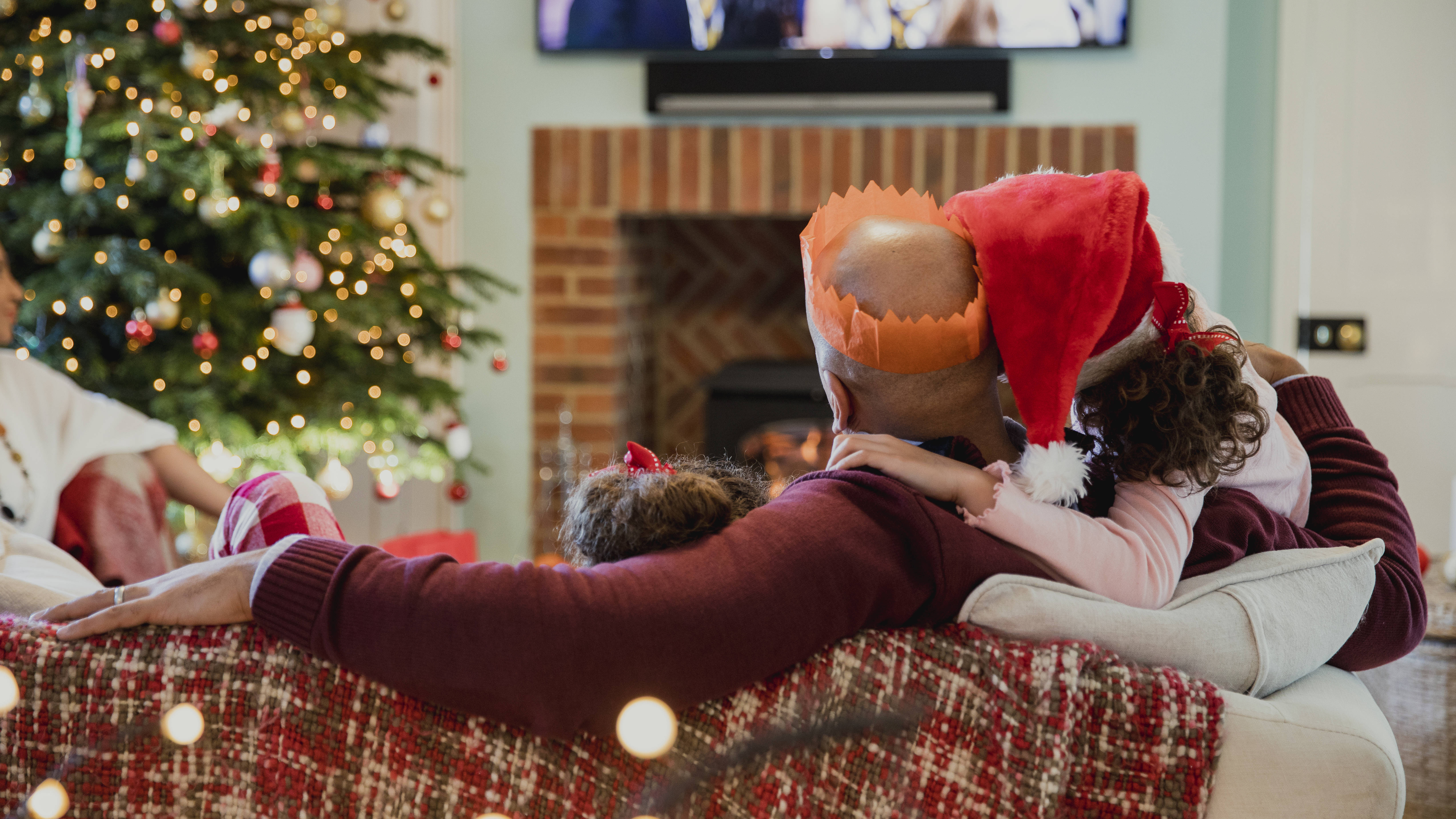 Family watching Christmas films