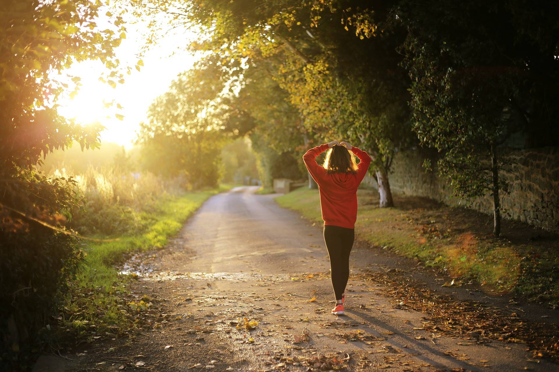 Woman walking in a park