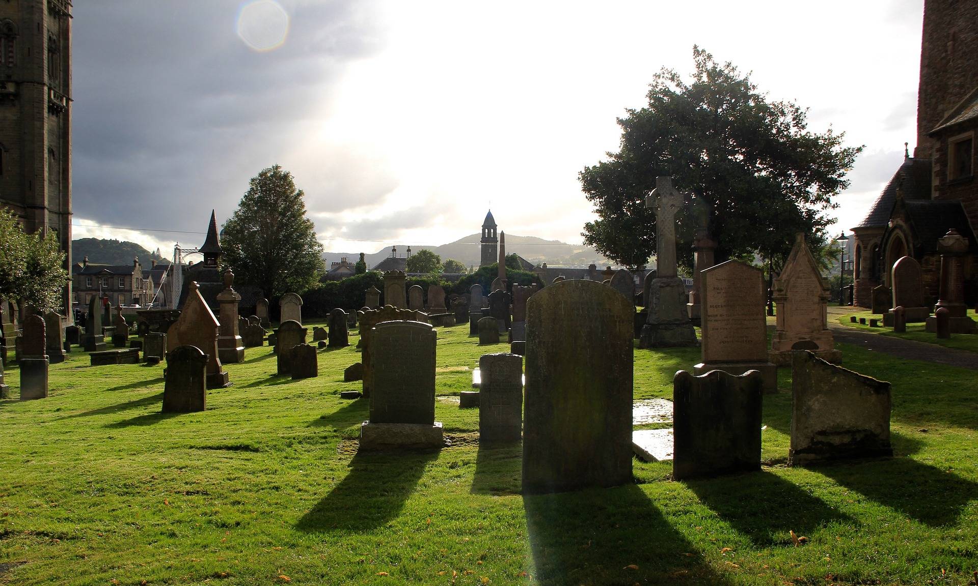 Family tends headstones