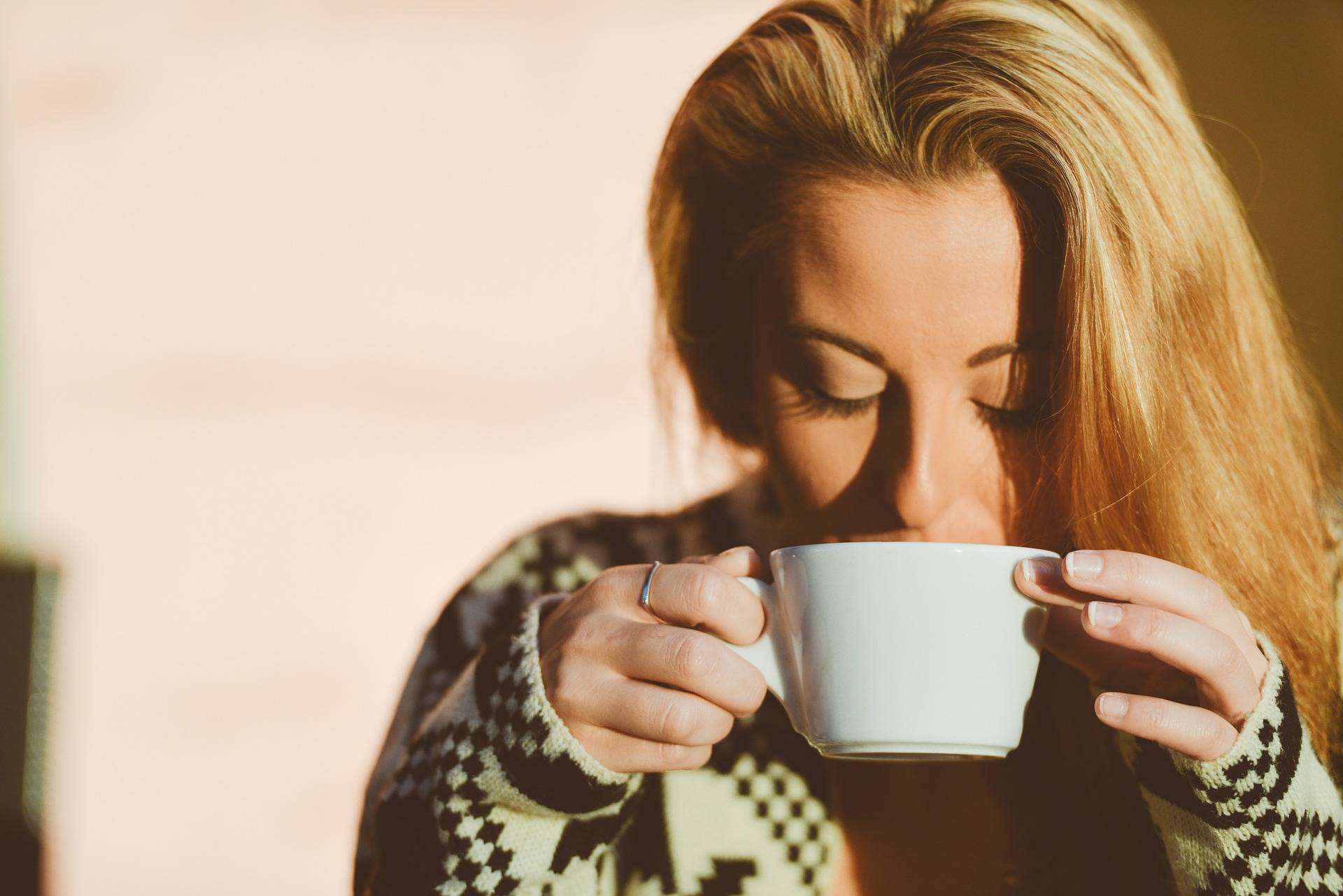 Woman drinking a cup of tea