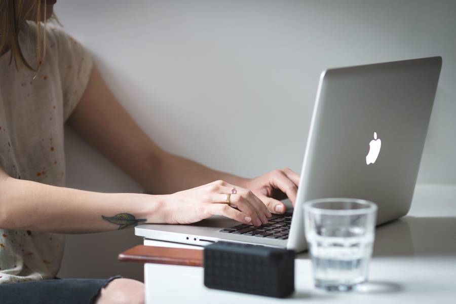 writing on a laptop