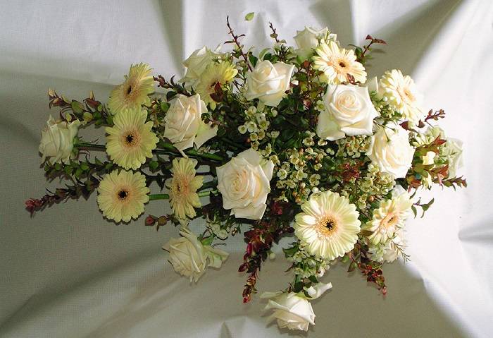 Tied sheaf of funeral flowers