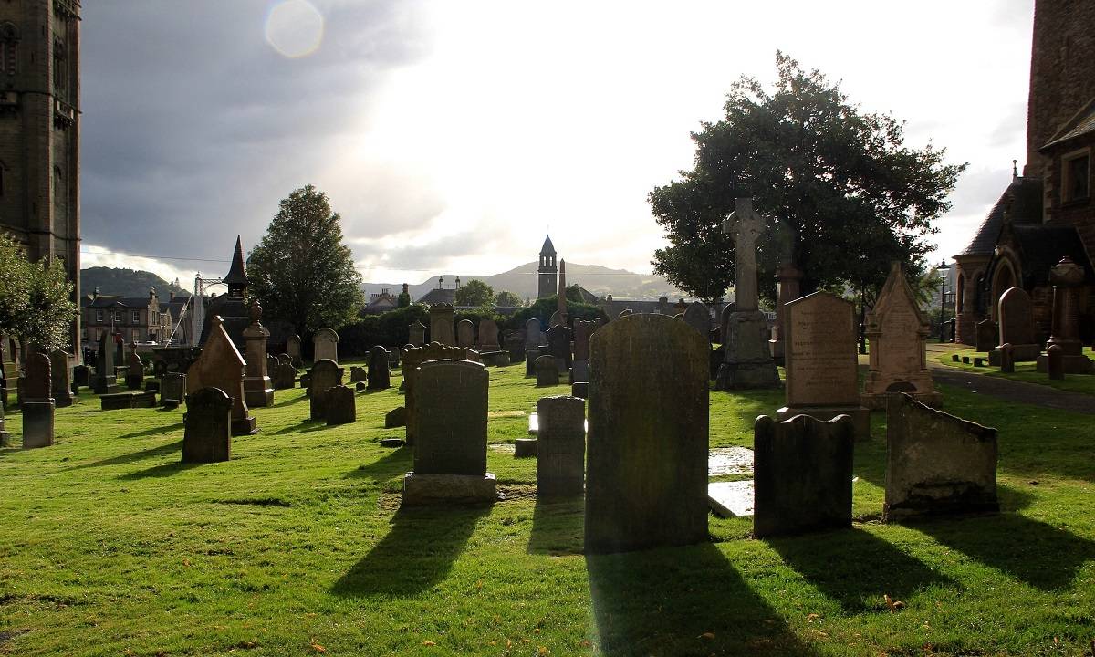 Gravestones in cemetary