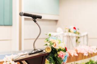 Microphone and flowers