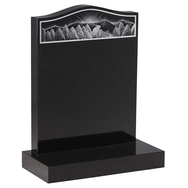 Headstone With Hand Etched Scene