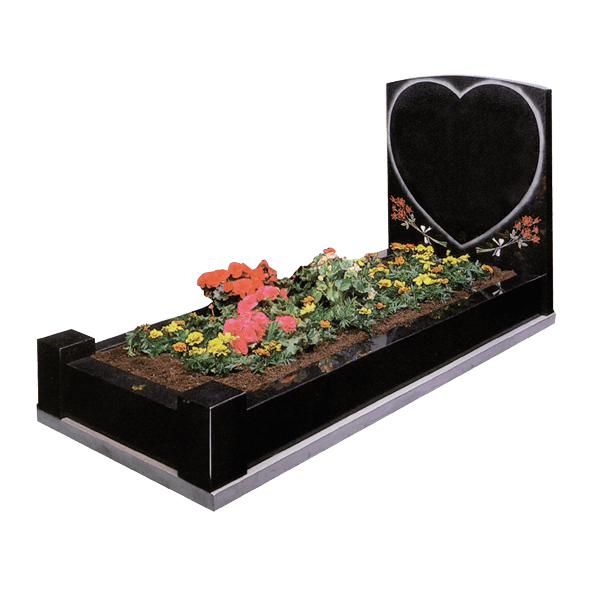 Headstone With Shaded Heart & Kerbs