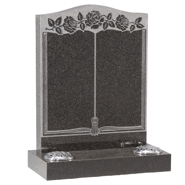 Sandblasted Rose & Book Headstone