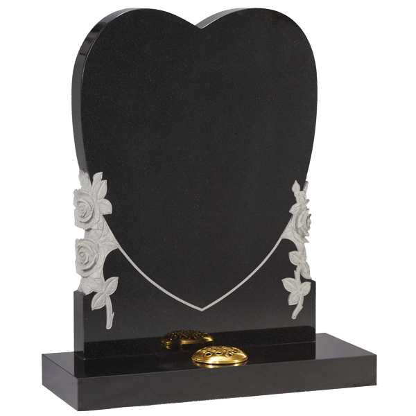 Heart Headstone With Craved Roses