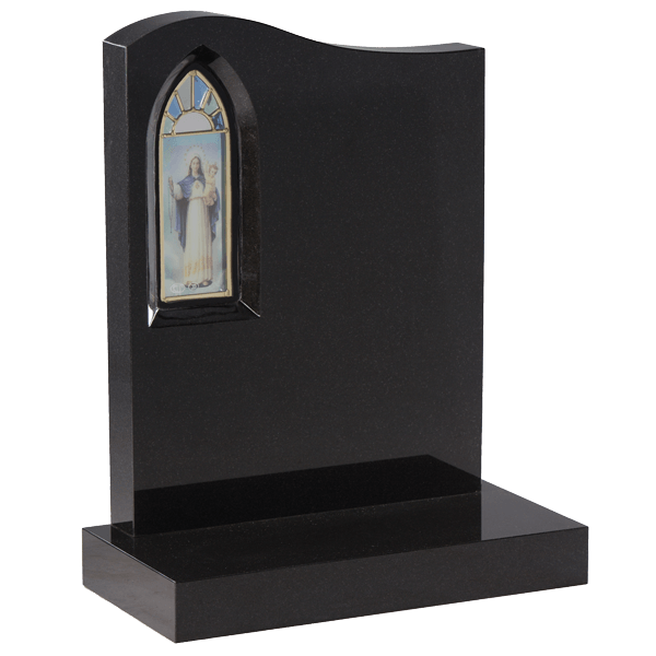 Headstone With Stained Glass Window