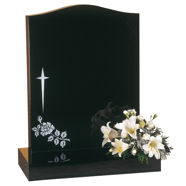 Headstone With Star Cross & Rose Design