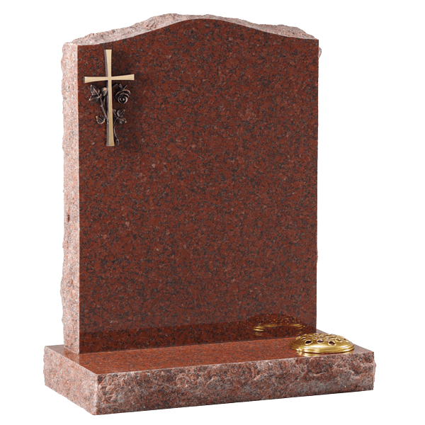 Headstone With Bronze Cross & Rose
