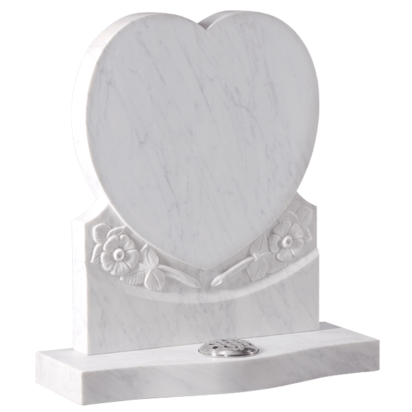 Heart Headstone With Carved Wild Roses
