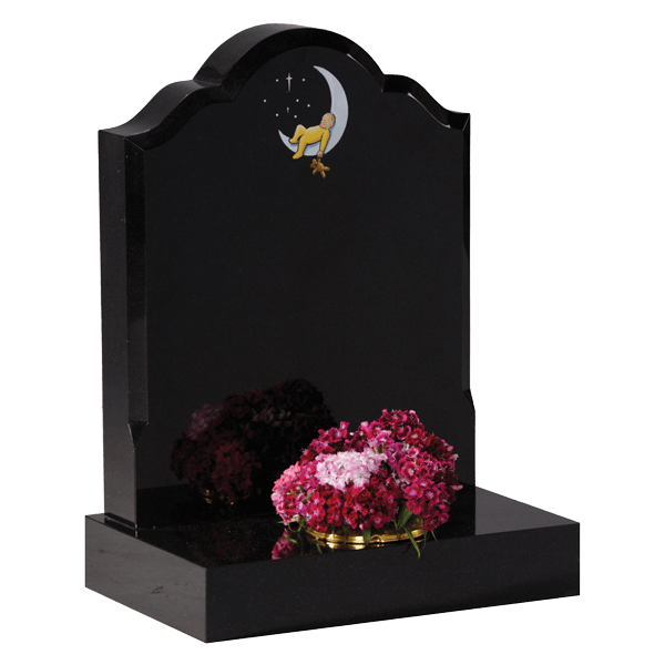 Headstone With Moon & Baby Design