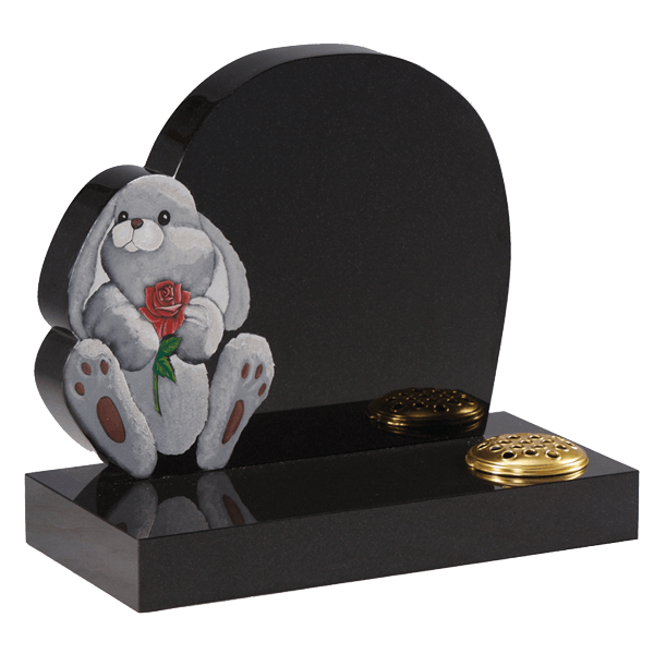 Rabbit Design On Shaped Headstone
