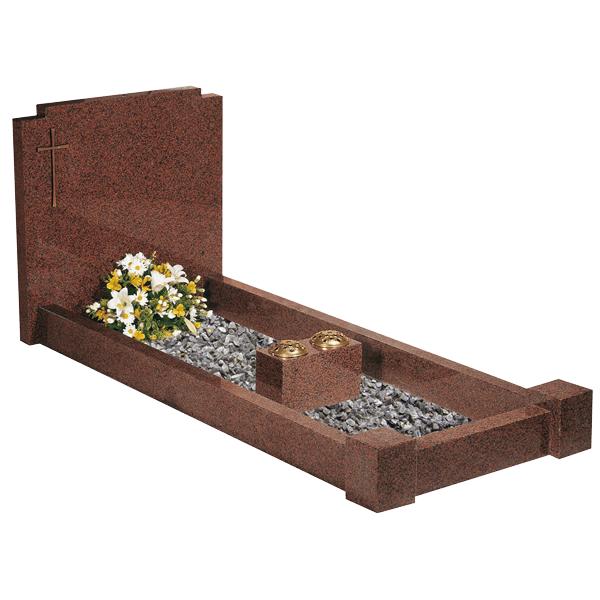 Checked Corner Headstone With Kerbs