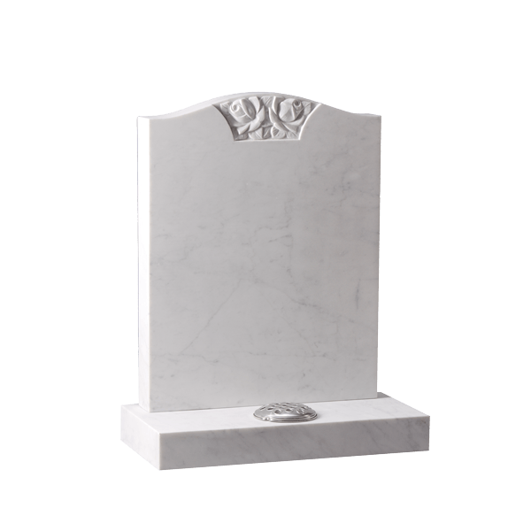 Headstone With Hand Carved Rose Panel
