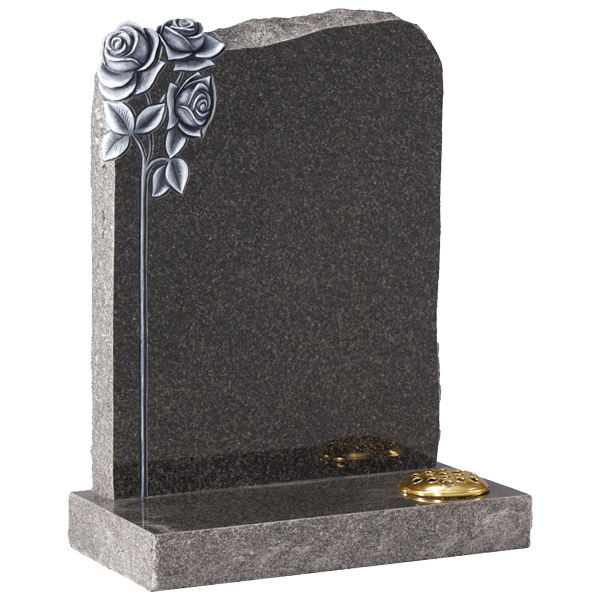 Shaped Headstone With Carved Roses