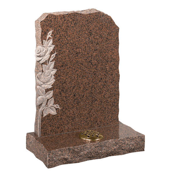 Rustic Shaped Headstone With Roses