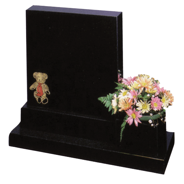 Square Headstone With Teddy Design