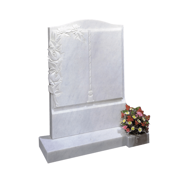 Upright Book Headstone & Roses